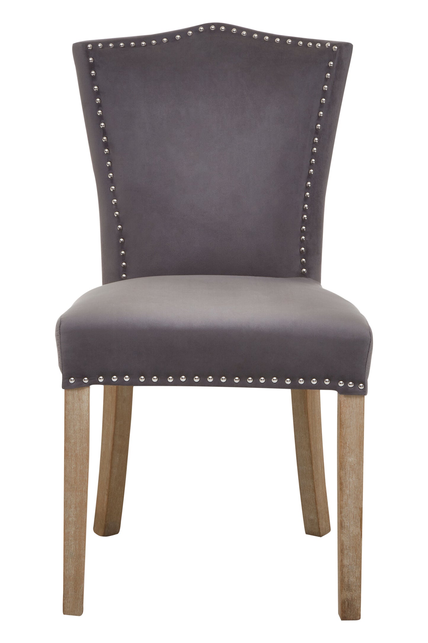 Davenport Luxe Grey Velvet Dining Chair with Antique Legs