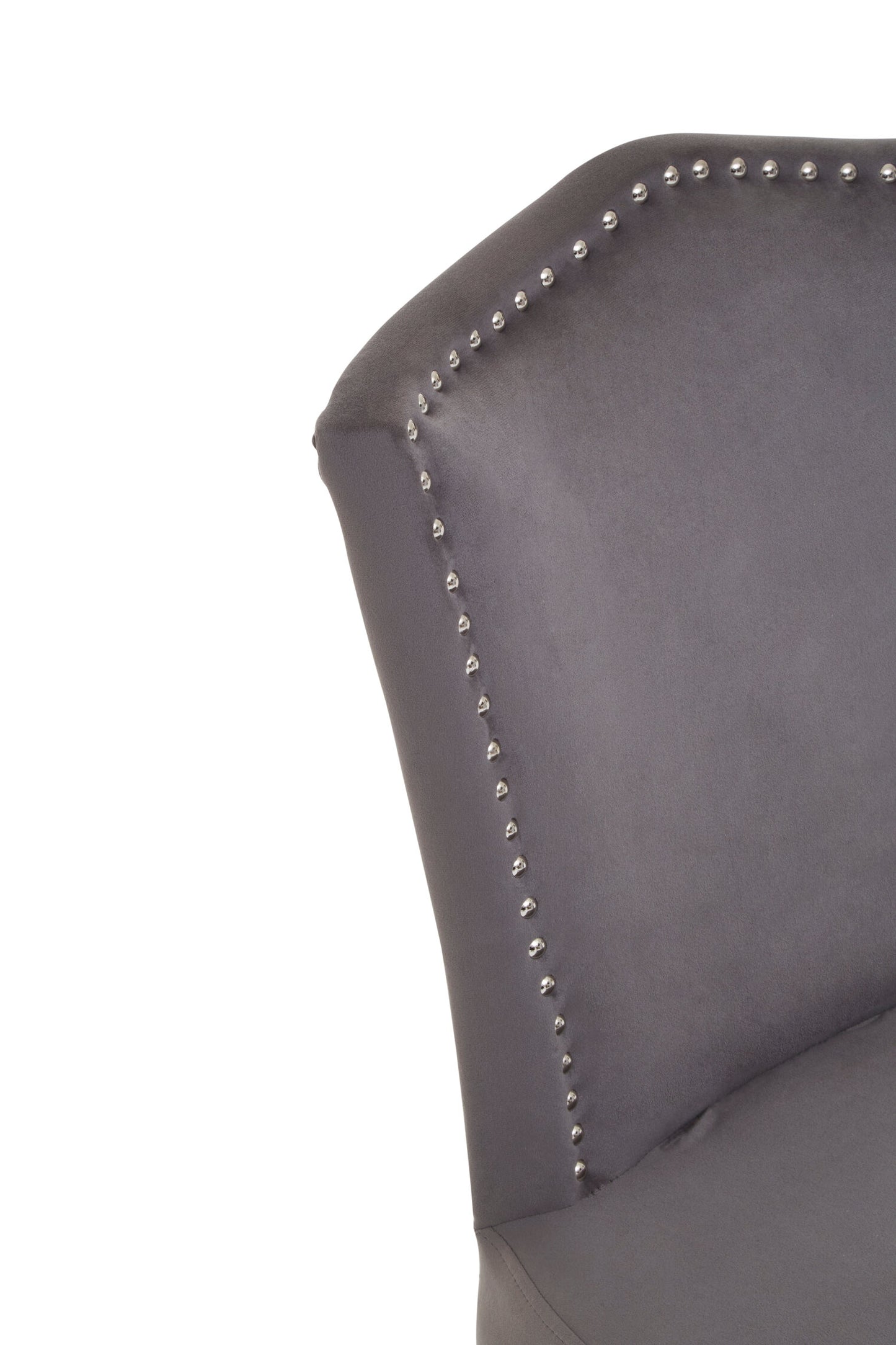 Davenport Luxe Grey Velvet Dining Chair with Antique Legs