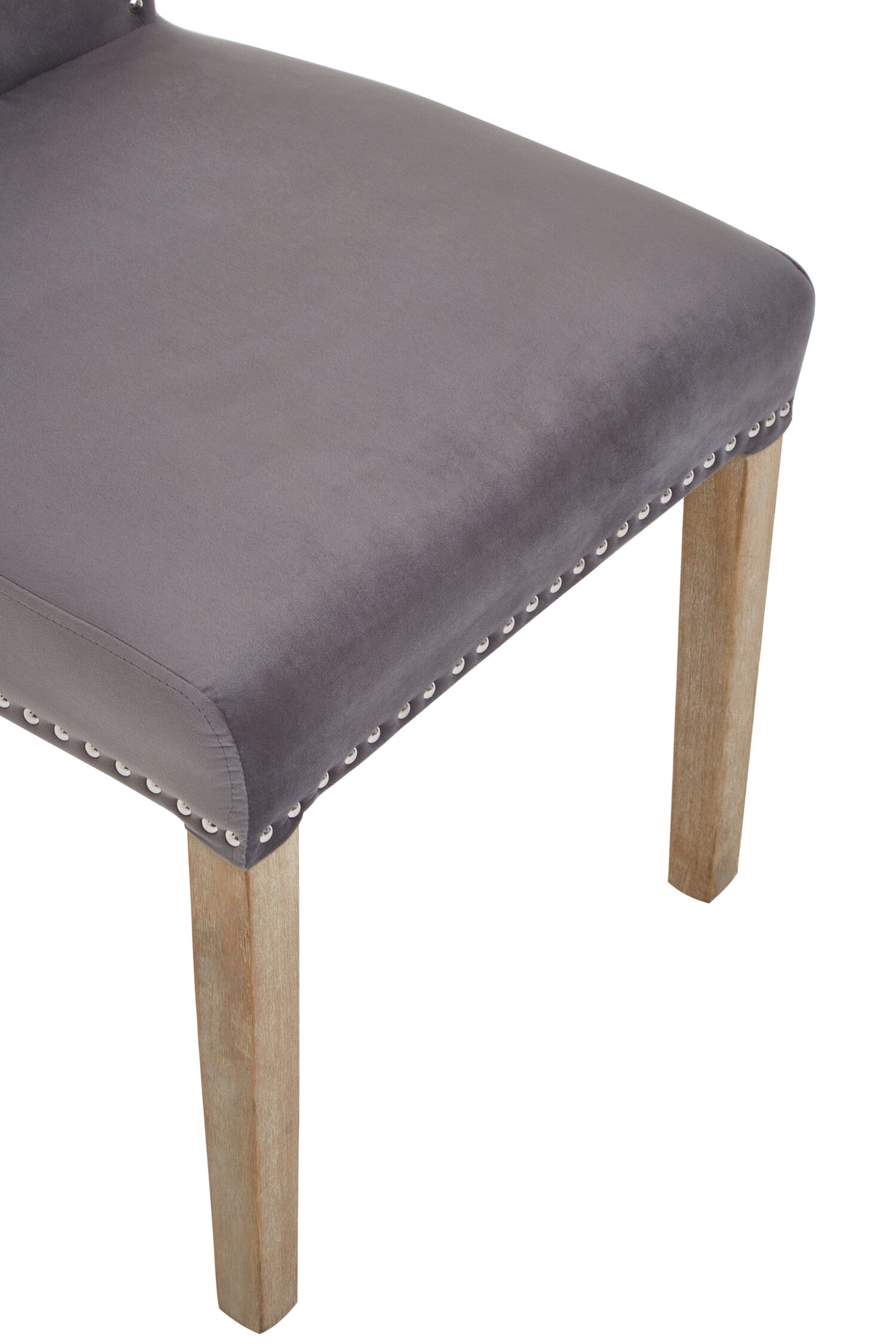 Davenport Luxe Grey Velvet Dining Chair with Antique Legs