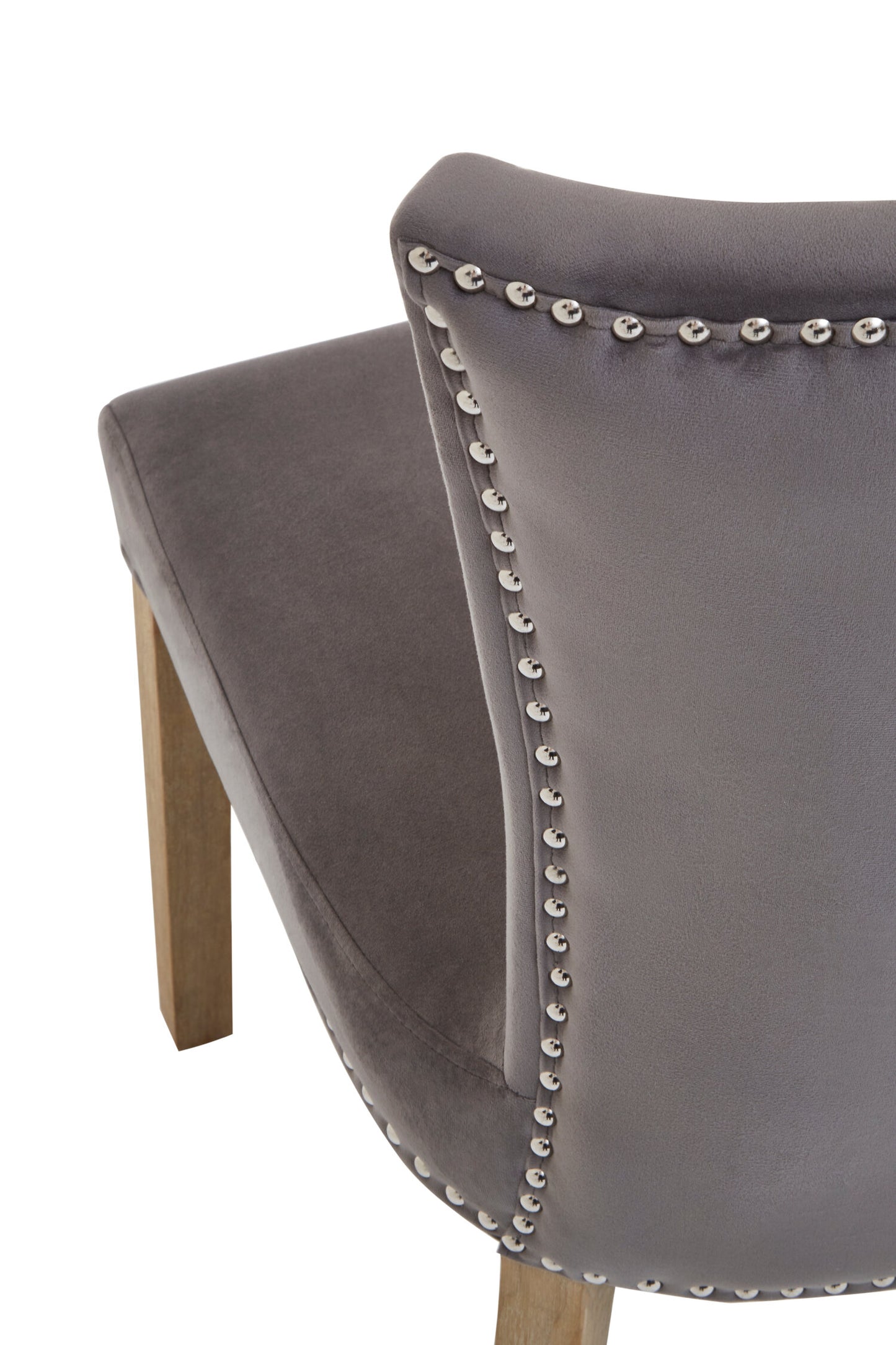 Davenport Luxe Grey Velvet Dining Chair with Antique Legs