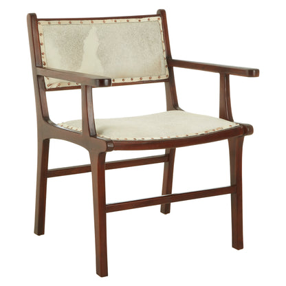 Nepal Leather and Teak Wood Dining Chair
