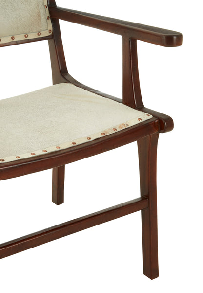 Nepal Leather and Teak Wood Dining Chair