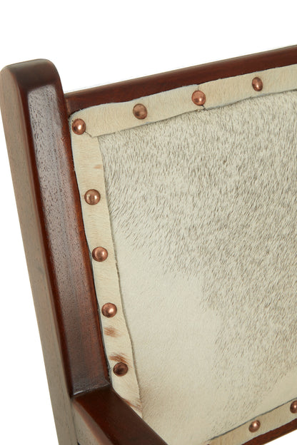 Nepal Leather and Teak Wood Dining Chair