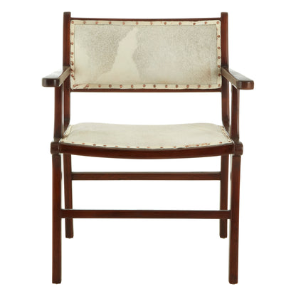 Nepal Leather and Teak Wood Dining Chair