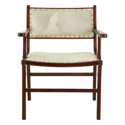 Nepal Leather and Teak Wood Dining Chair