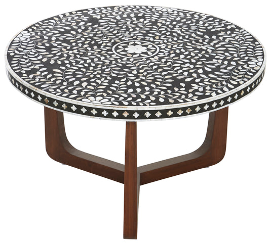 Lana Mother of Pearl Round Floral Coffee Table