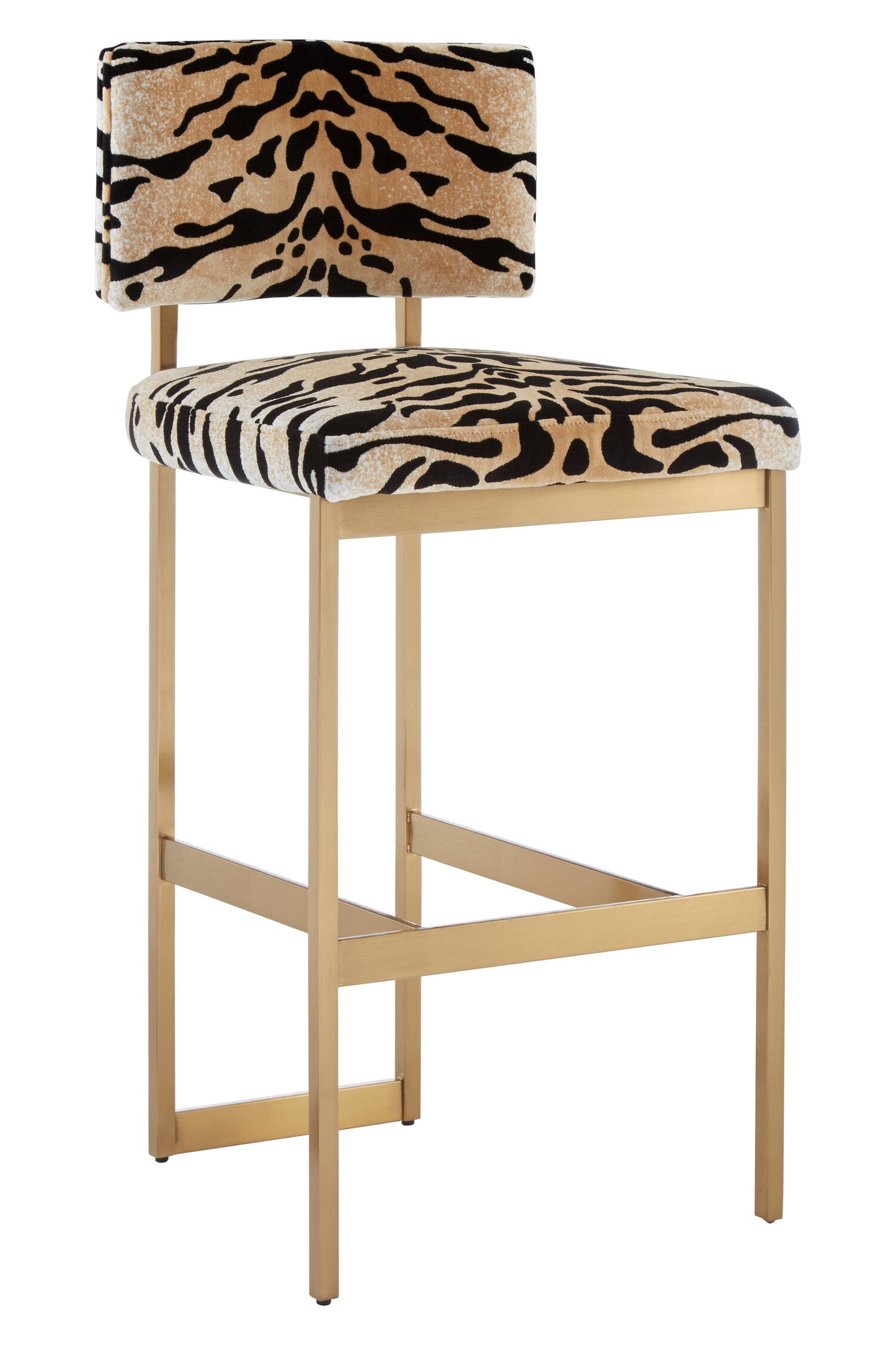 Mayfair Luxe Tiger Print Velvet Bar Stool