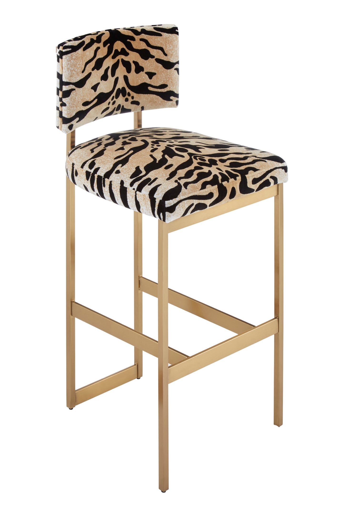 Mayfair Luxe Tiger Print Velvet Bar Stool