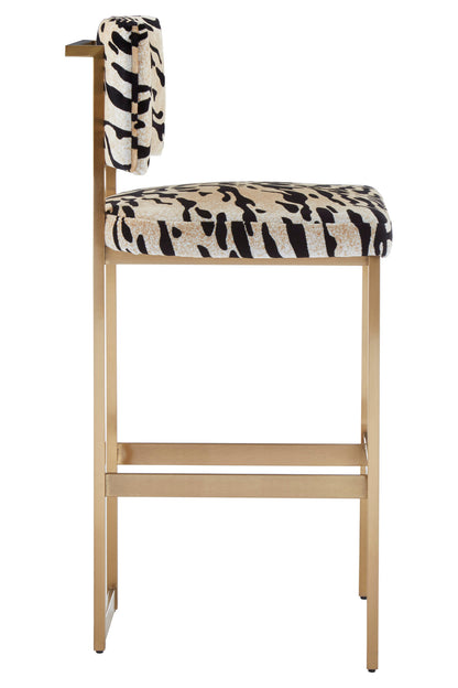 Mayfair Luxe Tiger Print Velvet Bar Stool