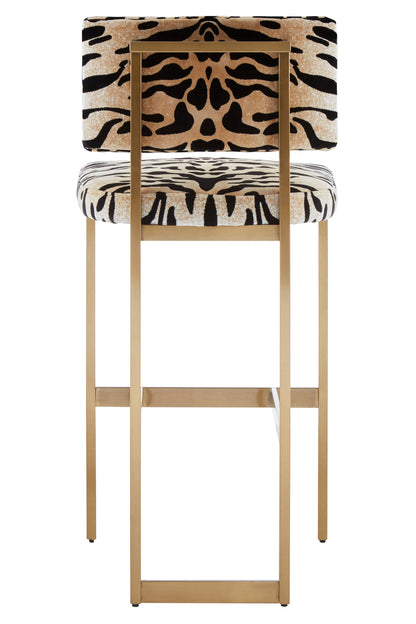 Mayfair Luxe Tiger Print Velvet Bar Stool | Bali & Blue
