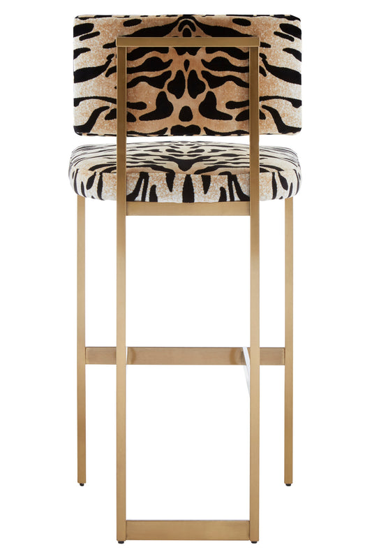 Mayfair Luxe Tiger Print Velvet Bar Stool | Bali & Blue