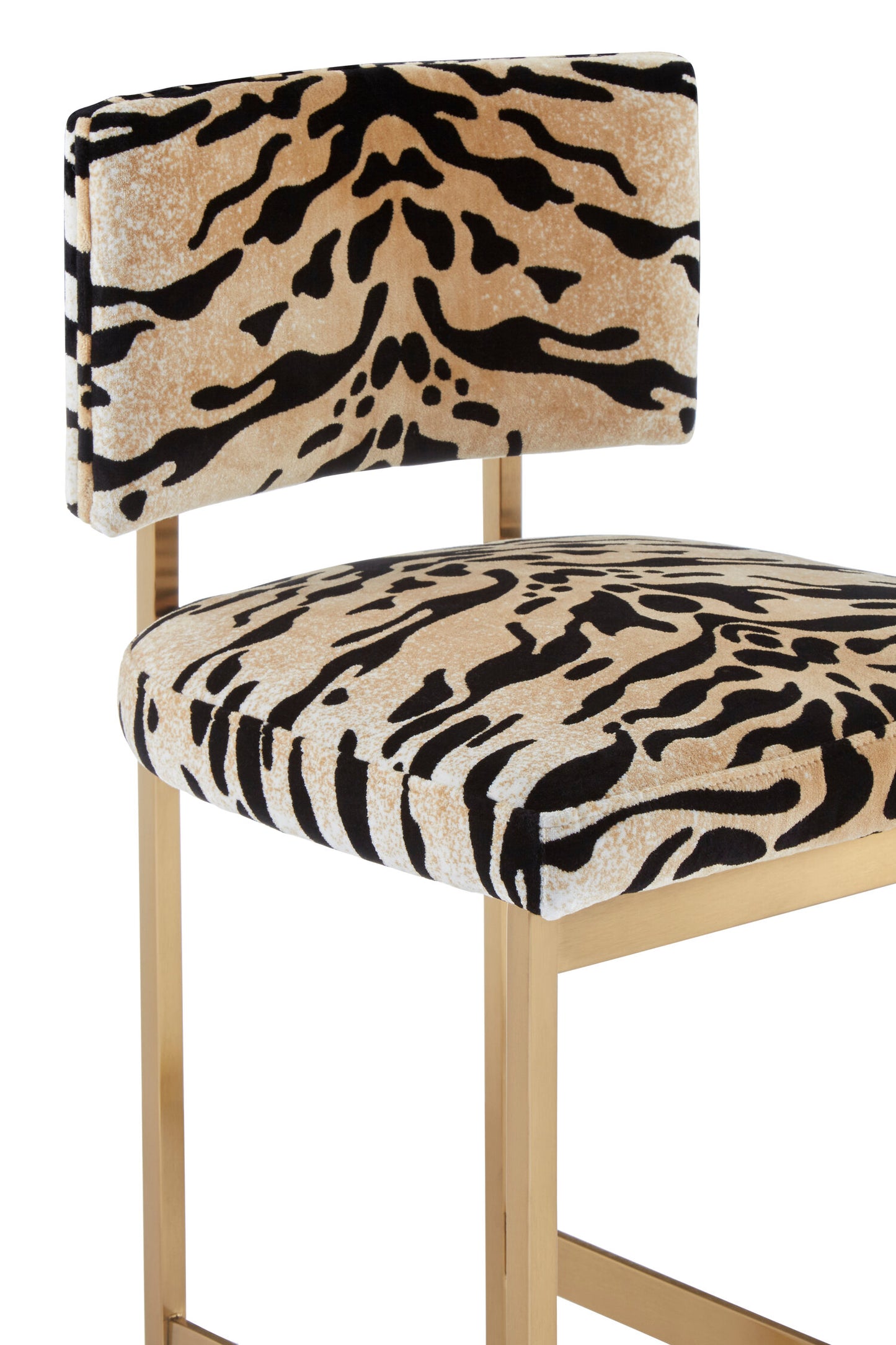 Mayfair Luxe Tiger Print Velvet Bar Stool