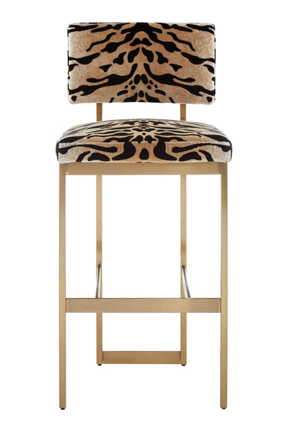 Mayfair Luxe Tiger Print Velvet Bar Stool | Bali & Blue
