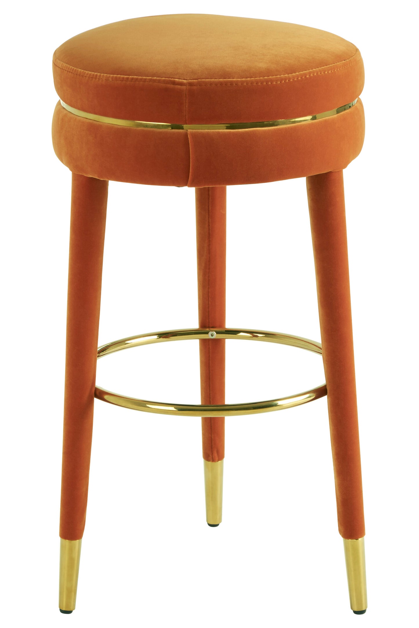 Mayfair Luxe Orange Velvet Bar Stool | Bali & Blue