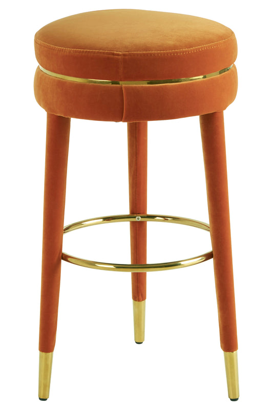 Mayfair Luxe Orange Velvet Bar Stool | Bali & Blue