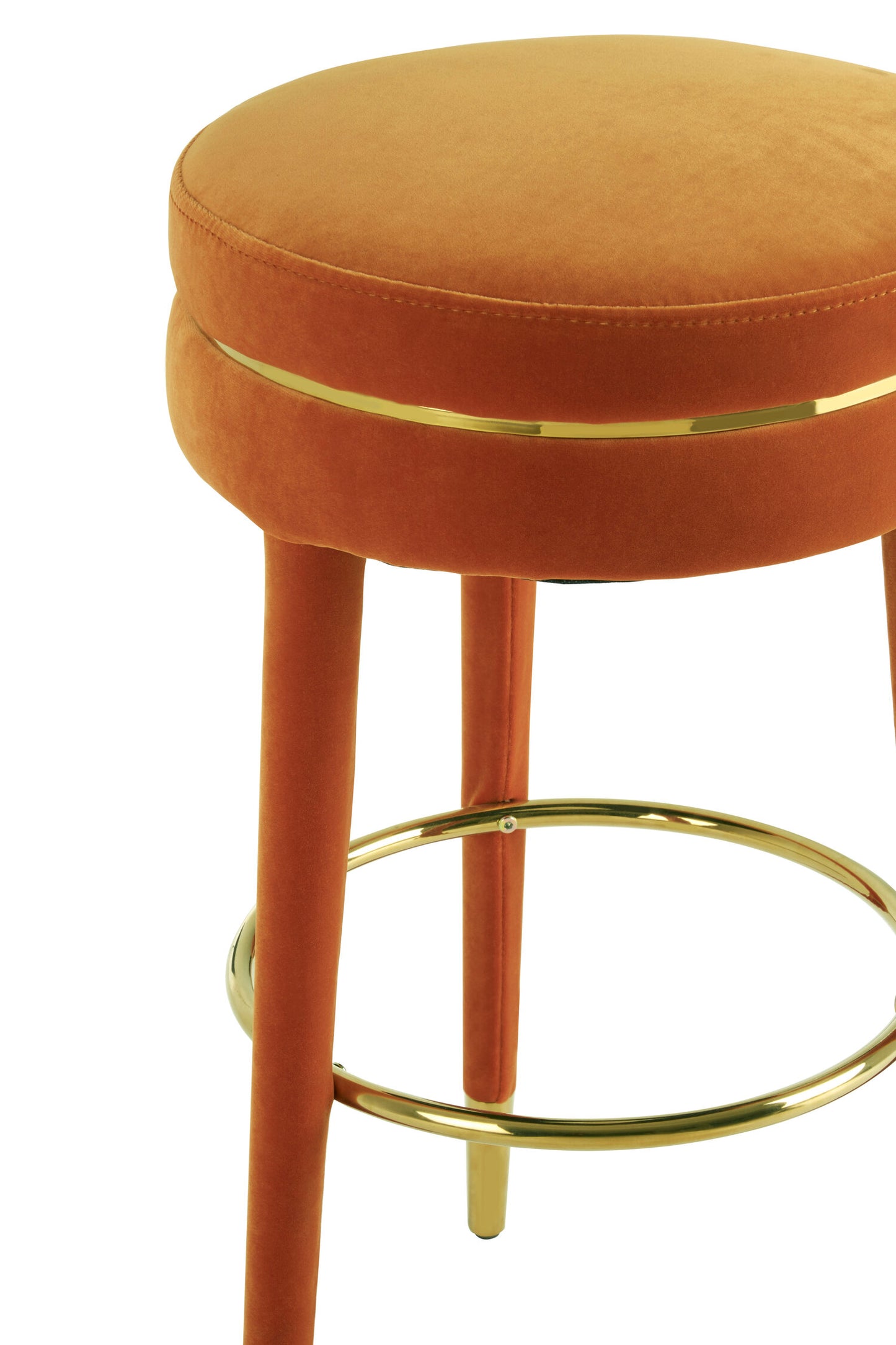 Mayfair Luxe Orange Velvet Bar Stool