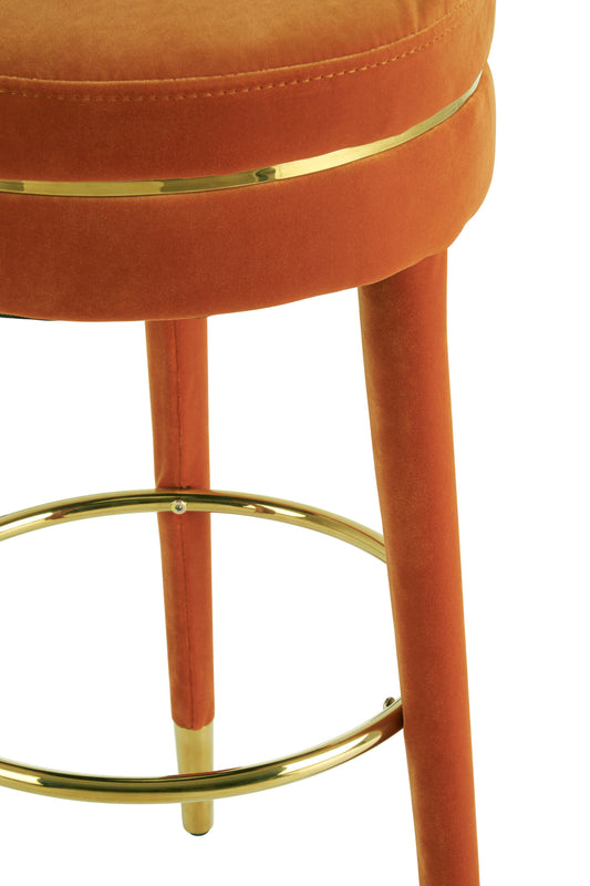 Mayfair Luxe Orange Velvet Bar Stool