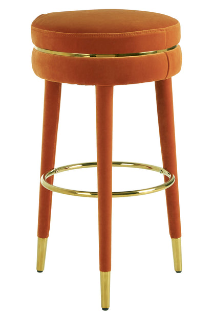 Mayfair Luxe Orange Velvet Bar Stool