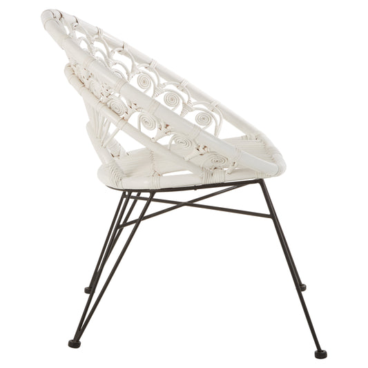 Koh Lanta White Rattan Nordic Armchair