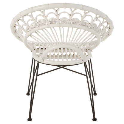 Koh Lanta White Rattan Nordic Armchair | Bali & Blue