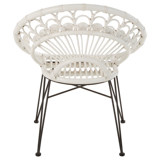 Koh Lanta White Rattan Nordic Armchair | Bali & Blue