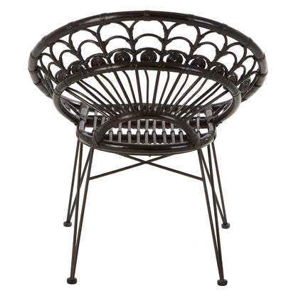 Koh Lanta Black Rattan Nordic Armchair | Bali & Blue