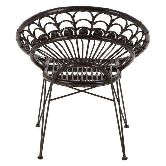Koh Lanta Black Rattan Nordic Armchair | Bali & Blue
