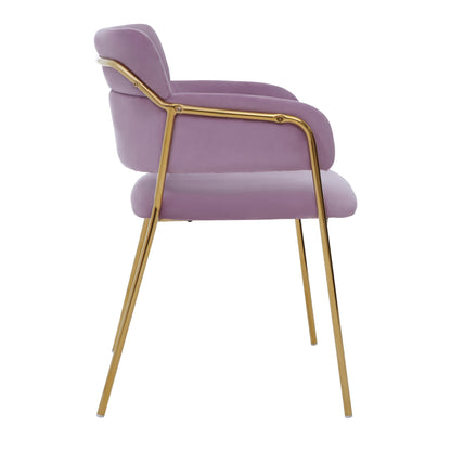 Lorena Pink Velvet Gold Leg Dining Chair