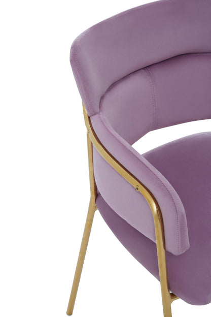 Lorena Pink Velvet Gold Leg Dining Chair