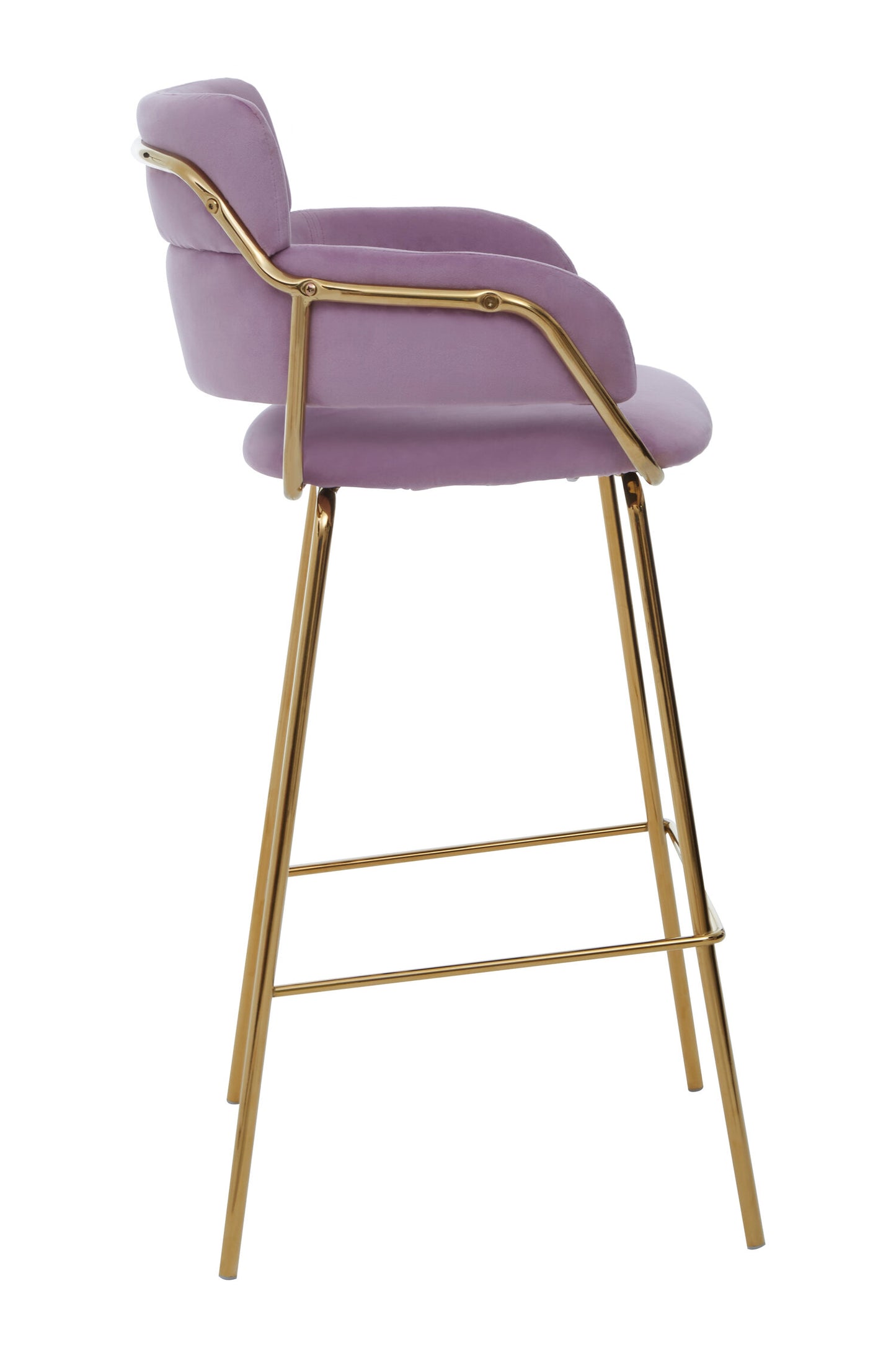 Lorena Pink Velvet Gold Frame Bar Stool