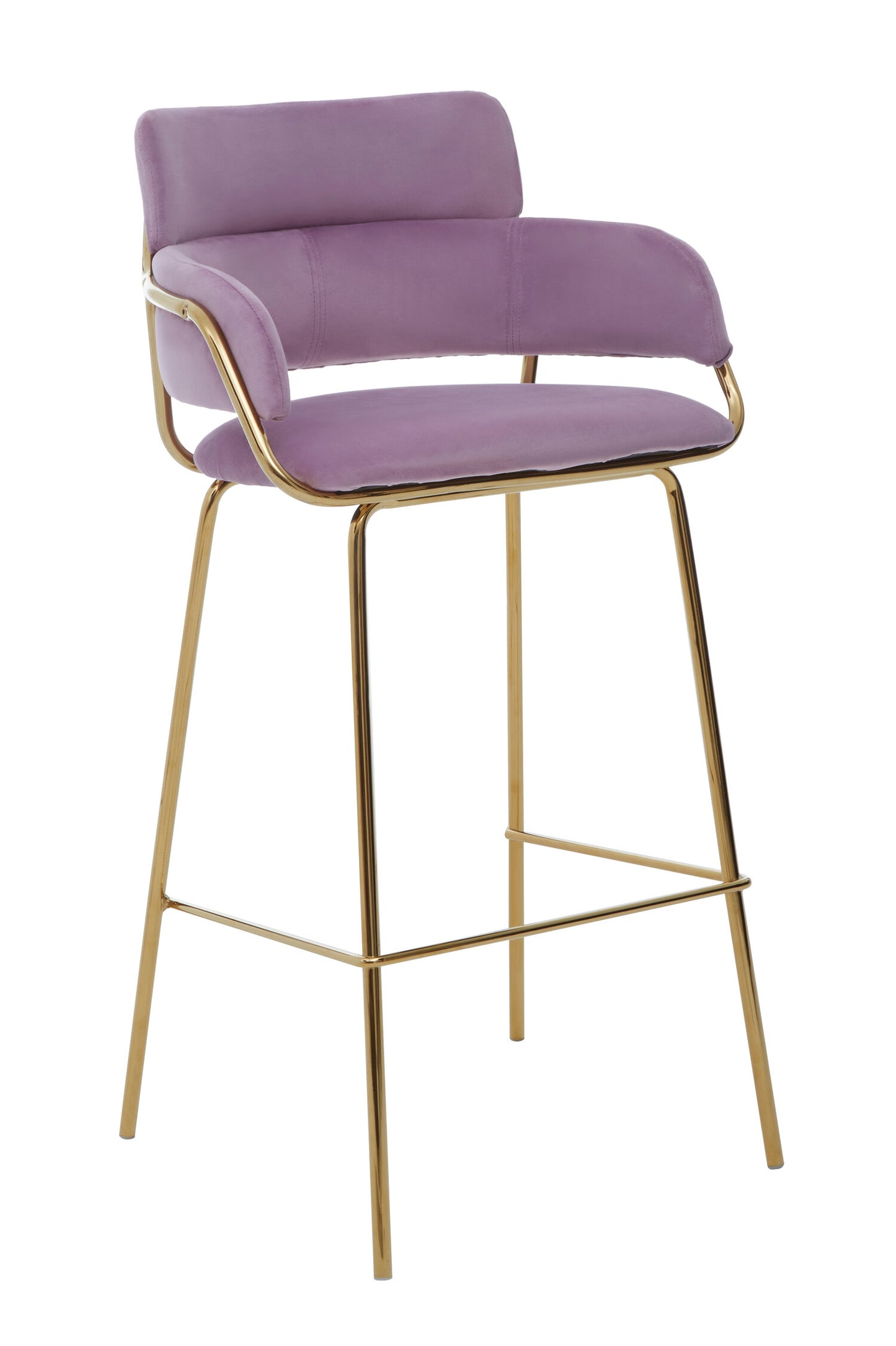 Lorena Pink Velvet Gold Frame Bar Stool