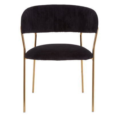 Lorena Black Velvet Gold Leg Dining Chair | Bali & Blue
