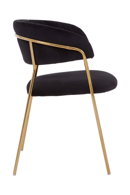 Lorena Black Velvet Gold Leg Dining Chair