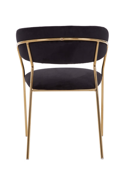 Lorena Black Velvet Gold Leg Dining Chair | Bali & Blue