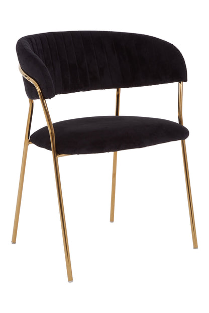 Lorena Black Velvet Gold Leg Dining Chair