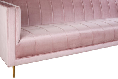Renee Pink Velvet 3 Seater Sofa