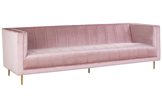Renee Pink Velvet 3 Seater Sofa