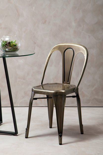 Industrial Brass Metal Dining Chair