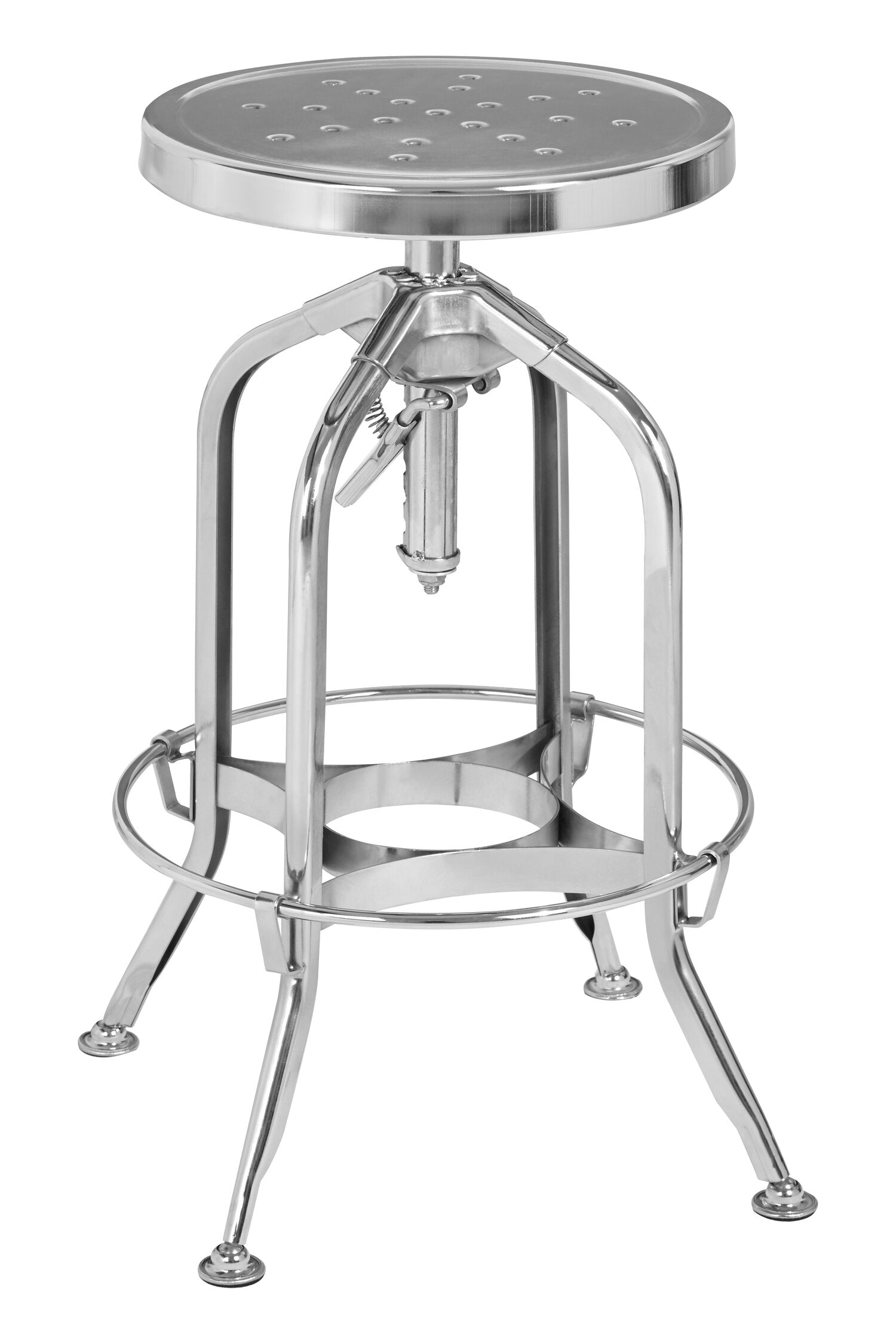 Cannes Chrome Industrial Adjustable Bar Stool | Bali & Blue