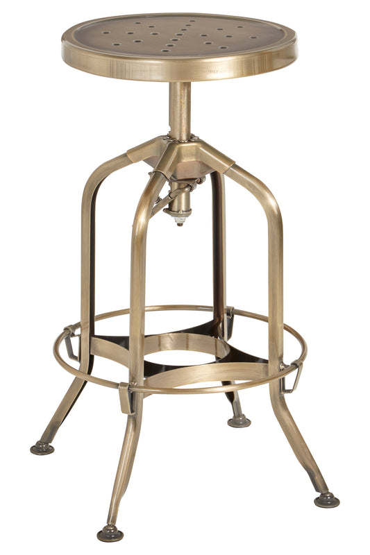 Cannes Brass Industrial Adjustable Bar Stool
