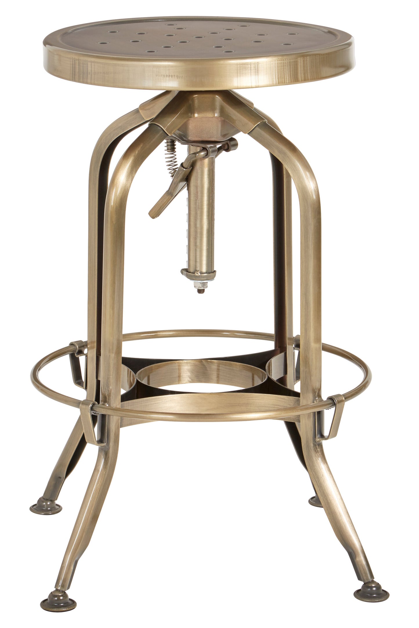 Cannes Brass Industrial Adjustable Bar Stool
