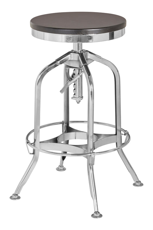 Cannes Chrome Ash Wood Adjustable Bar Stool | Bali & Blue
