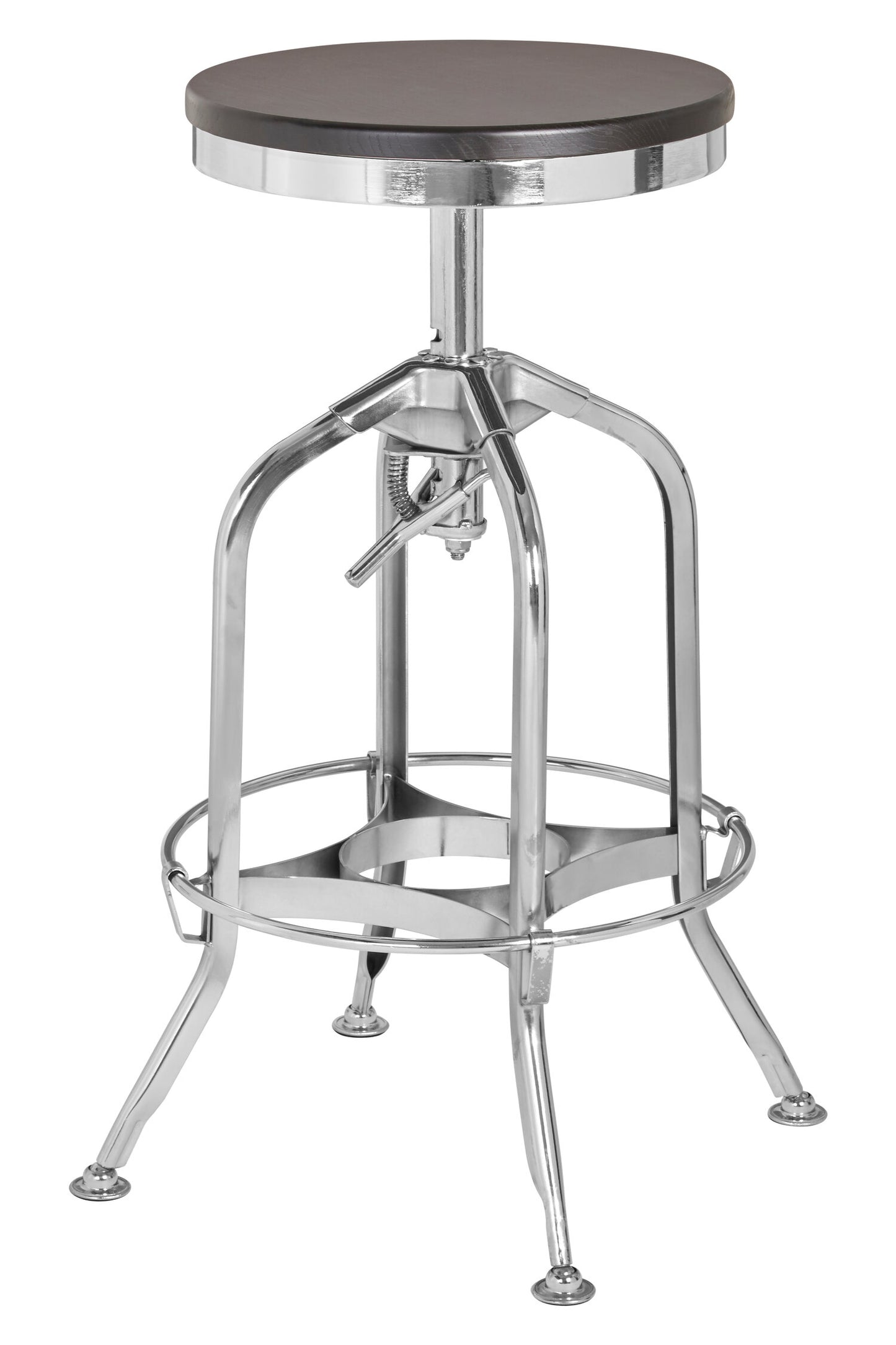 Cannes Chrome Ash Wood Adjustable Bar Stool