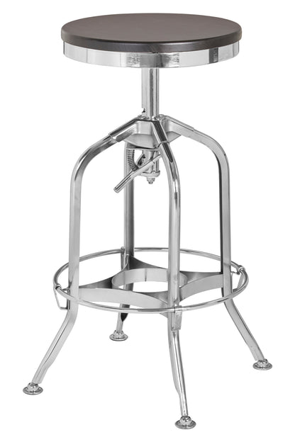 Cannes Chrome Ash Wood Adjustable Bar Stool