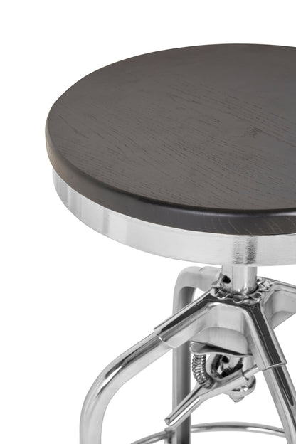 Cannes Chrome Ash Wood Adjustable Bar Stool