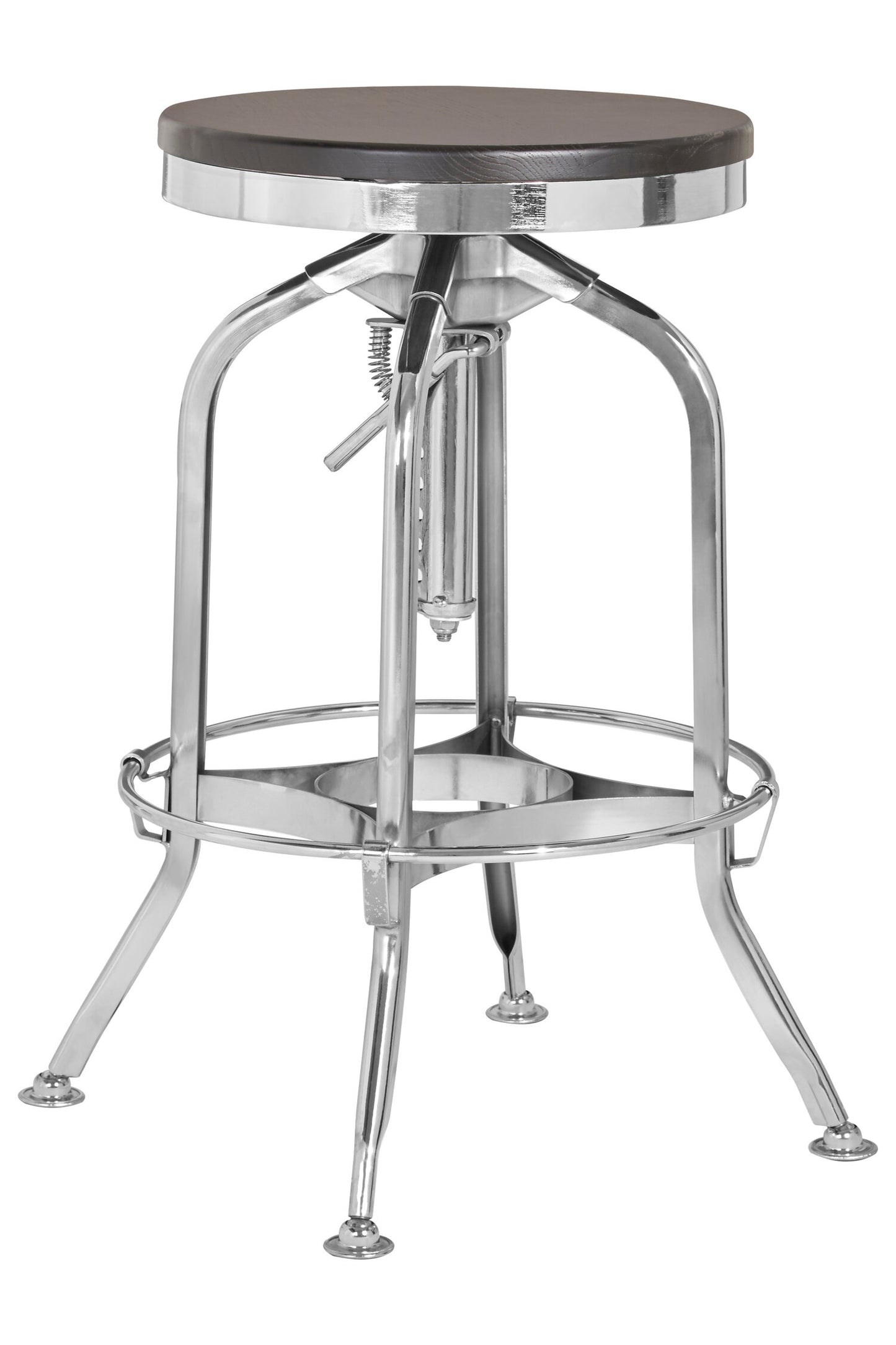 Cannes Chrome Ash Wood Adjustable Bar Stool