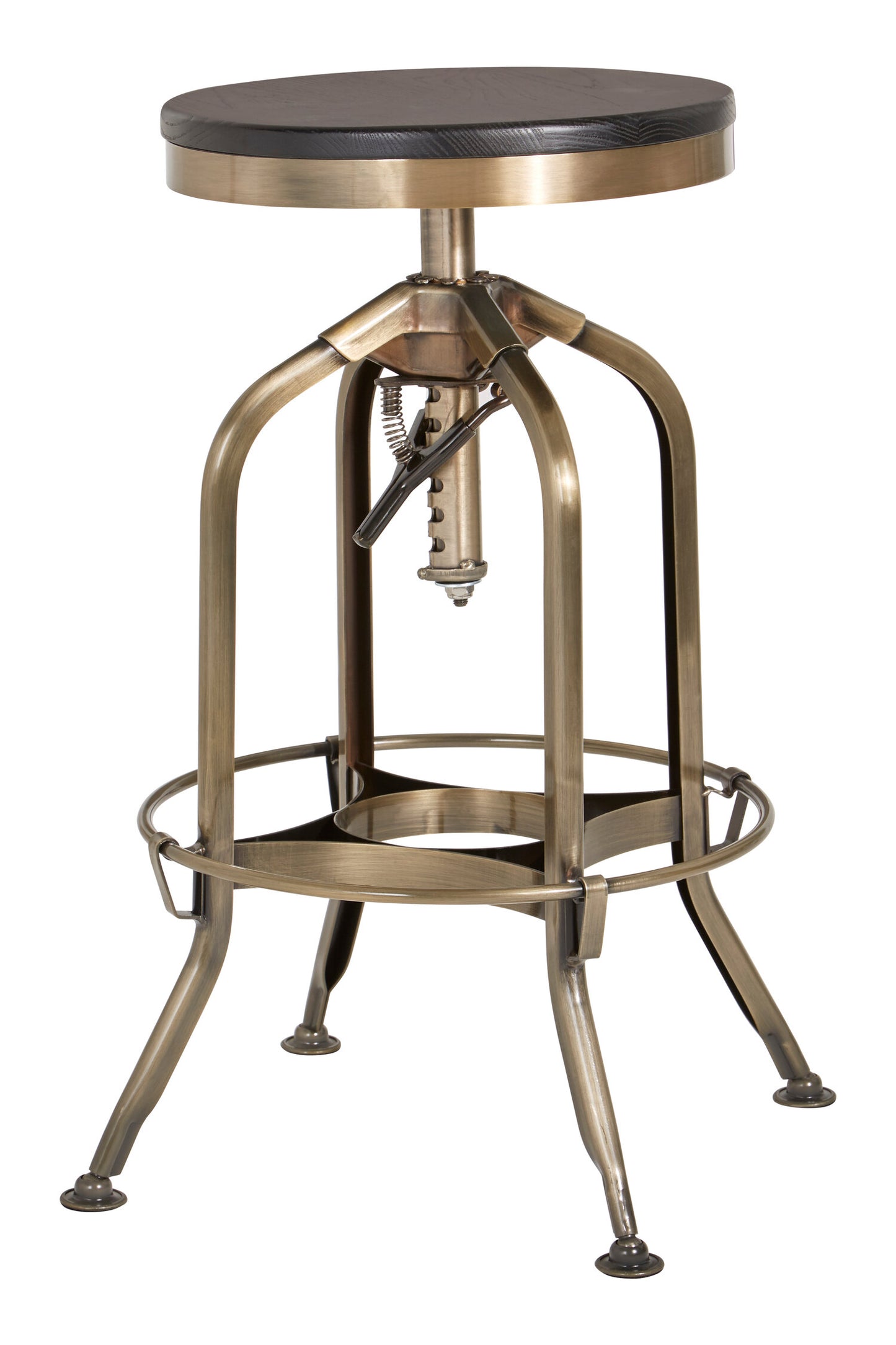 Cannes Brass Ash Wood Adjustable Bar Stool | Bali & Blue