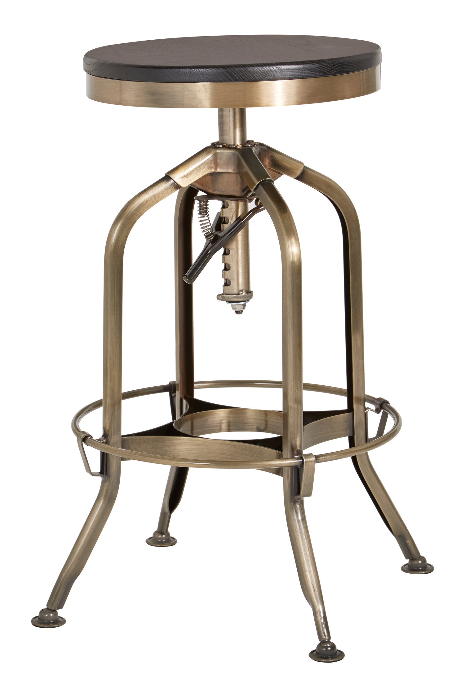 Cannes Brass Ash Wood Adjustable Bar Stool | Bali & Blue