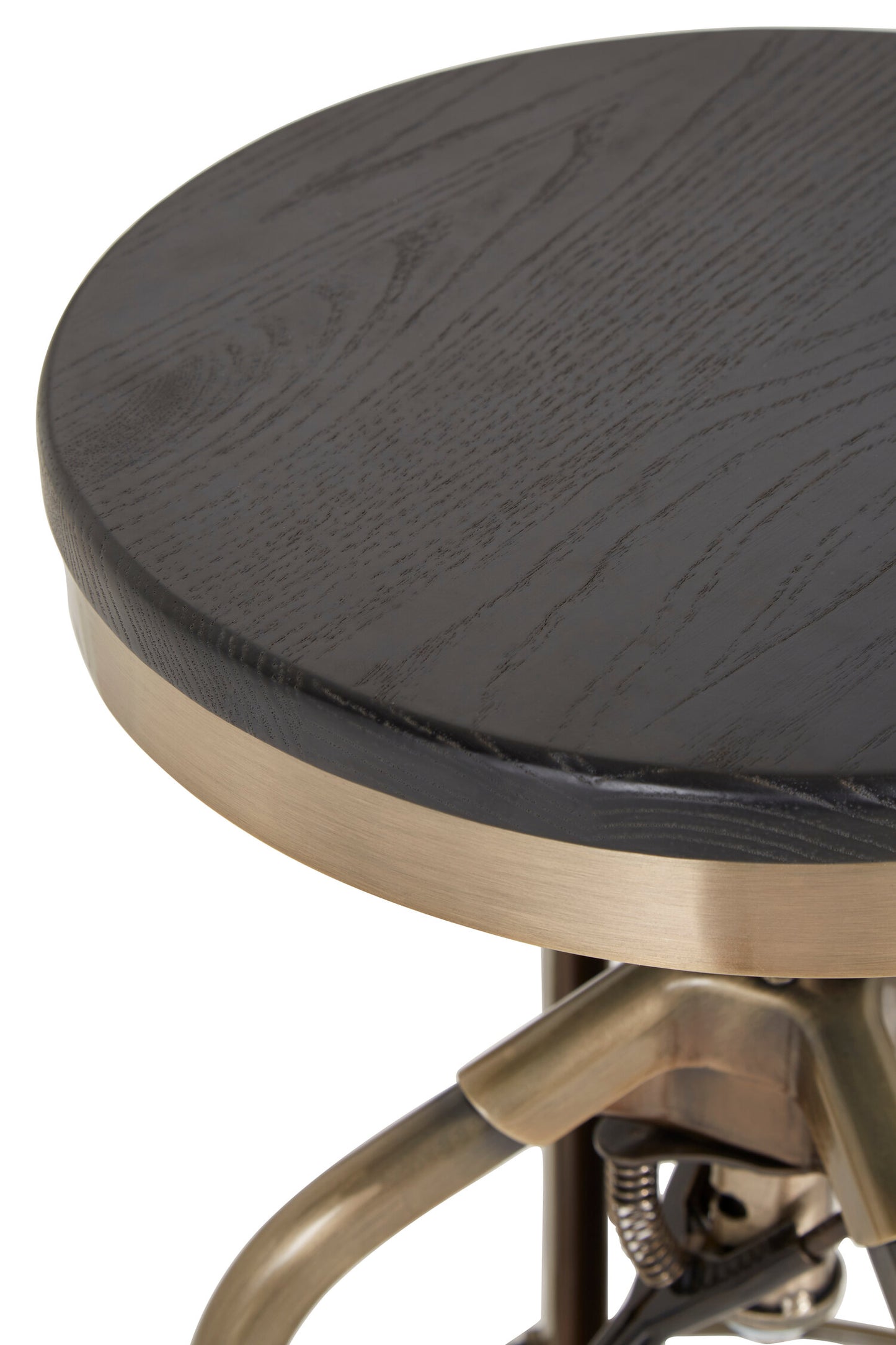 Cannes Brass Ash Wood Adjustable Bar Stool