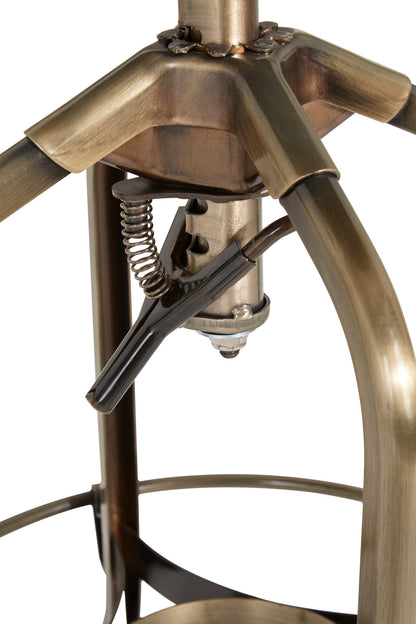 Cannes Brass Ash Wood Adjustable Bar Stool
